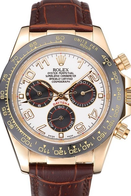 Rolex copies cheap Leather Cosmograph Case 622634 Black Bracelet Daytona Subdials Brown Rolex Gold 0702